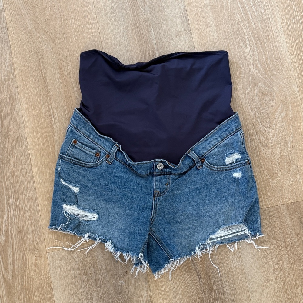 Abercrombie & Fitch Maternity Distressed Jean Shorts
